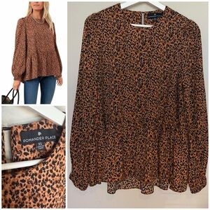 Pomander Place Carlota Peplum Leopard Blouse
